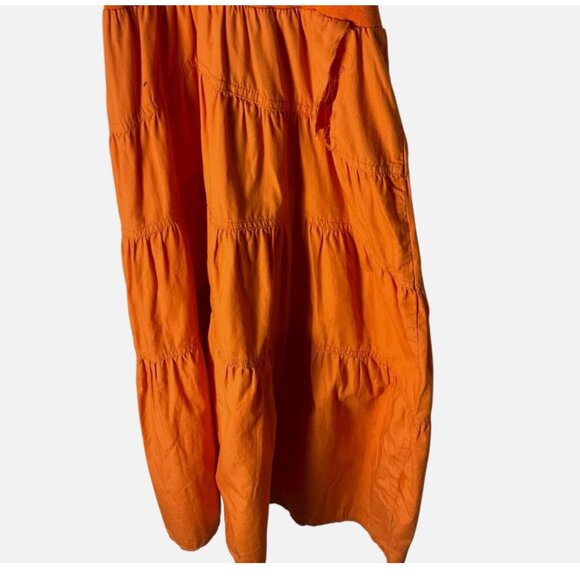 Derek Lam Dress Midi Sleeveless Cross-Strap Orange Size Medium *READ FLAW* - Picture 4 of 9